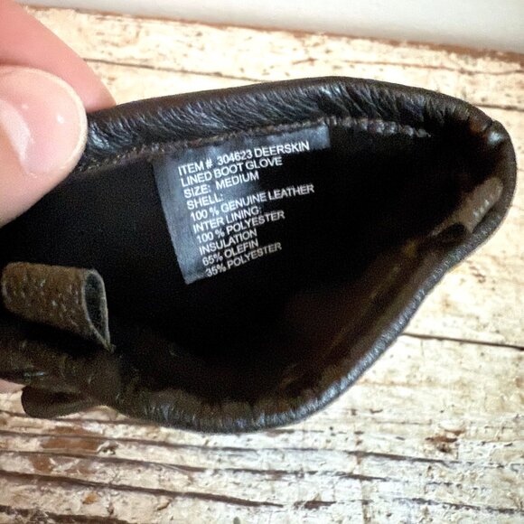 Black DEERSKIN Lined Boot Leather Gloves, Size Medium 304623 - Picture 5 of 6